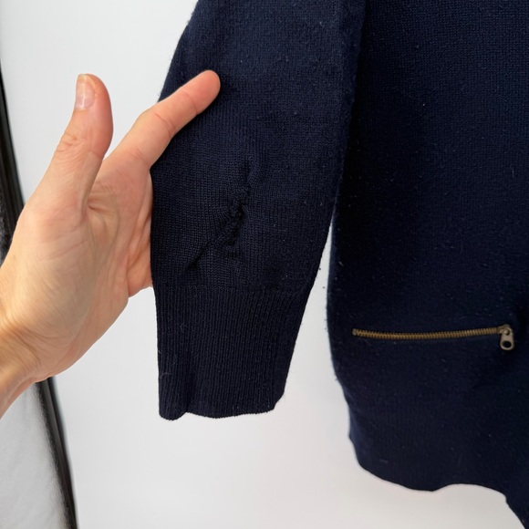 J Crew Navy Blue 100% Cashmere Cardigan Small - Picture 5 of 6